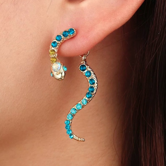 2/$20! Gold/Colored Crystal Snake Earring Jackets - Picture 3 of 9